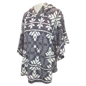 Zara Basic Ivory Grey Aztec Knit Sweater Poncho M